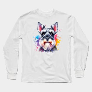 Bright Watercolor Miniature Schnauzer Long Sleeve T-Shirt